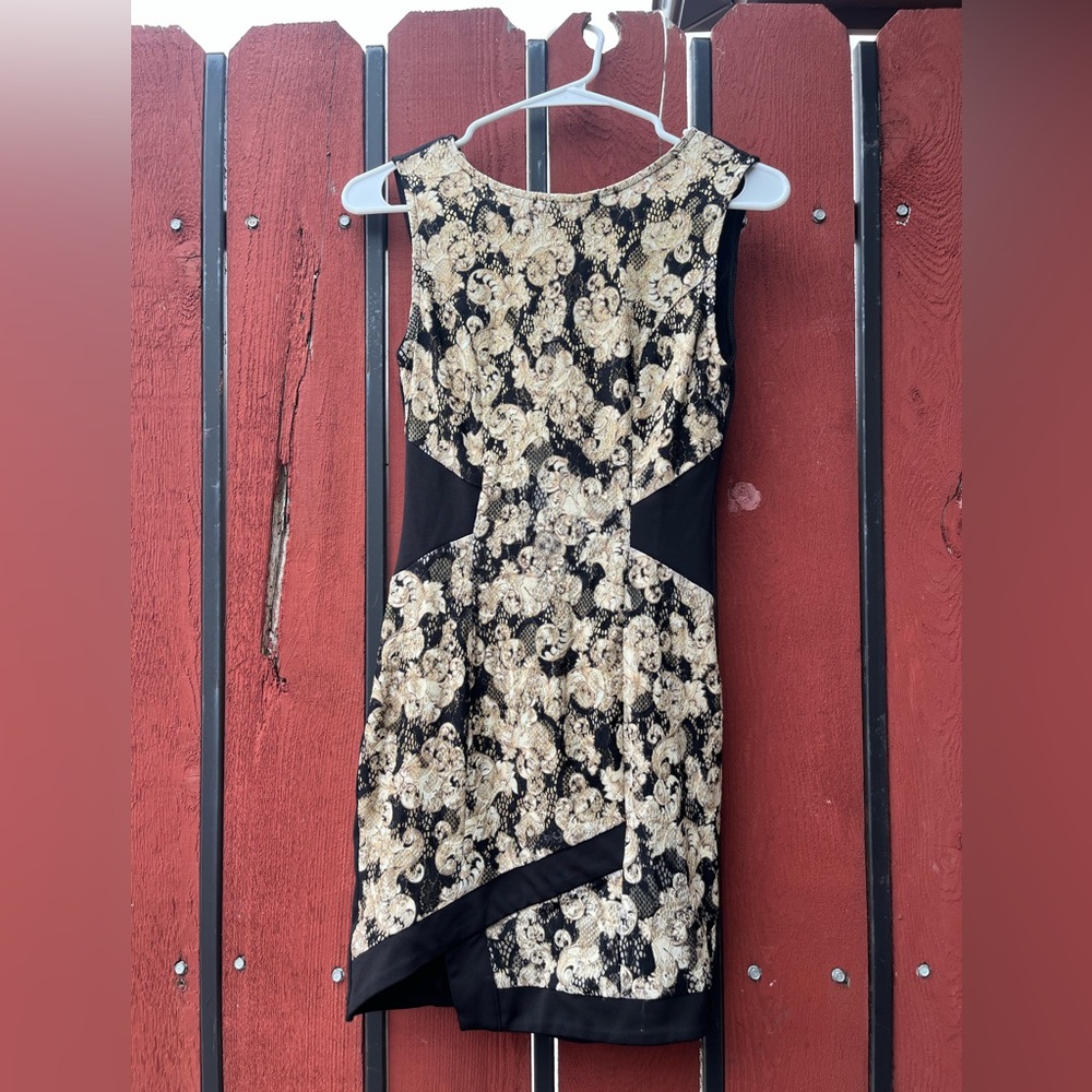 Elegant Black and Gold Floral Dress